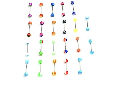 Una nueva lengüeta de barra, anillos para pezones paquete de 22 bolas acrílicas 14G multicolor  Foto 1 de 3