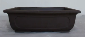 Japanese Brown Unglazed Rectangle 11"L x 8.25"W x 3.25"H Ceramic Bonsai Pot - Picture 1 of 1