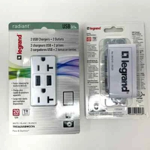 Legrand 20A 125V Fed Spec-Grade manipulationssicher USB Typ A/A Steckdose, weiß - Bild 1 von 4