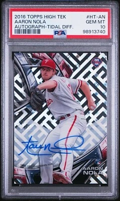 2016 Topps High Tek AARON NOLA RC AUTO TIDAL REFRACTOR PSA 10 🔥 POP  1🔥 Rookie - Image 1 of 4