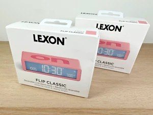 2 x LEXON FLIP CLASSIC PINK Reversible LCD Alarm Clock - LR157 - READ - 1090 - Picture 1 of 10