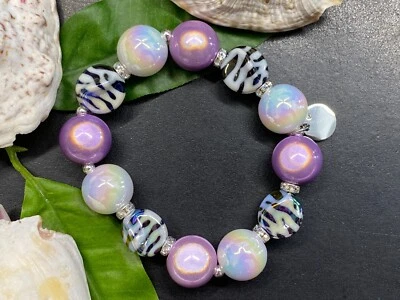 Armband Miracle Beads Gr. M Acryl Animal Print Magic Beads Edelstahl #1006-10 - Bild 1 von 2