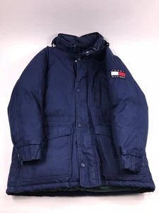 VTG TOMMY HILFIGER 90s FLAG JACKET SIZE Large CLASSIC HOOD Parka Winter Snow - Picture 1 of 5