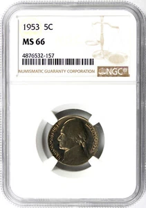 Jefferson Nickel 1953 5c NGC MS66 - Imagen 1 de 4