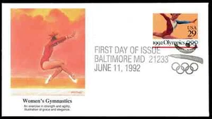 WOMEN'S GYMNASTICS  SUMMER  OLYMPIC GAMES 1992 FLEETWOOD CACHET FDC  UNADDR - Picture 1 of 1