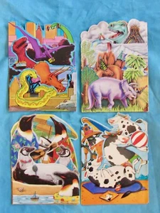 Dinosaurs T-Rex Cows Penguins Birthday Cards 5 Panel 1988 Vintage Lot 4 Portal - Picture 1 of 8