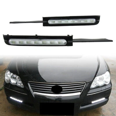 1 Pair ABS LED L+R Daytime Running Lights DRL For Toyota REIZ Mark X 2005-2009 - Image 1 of 4