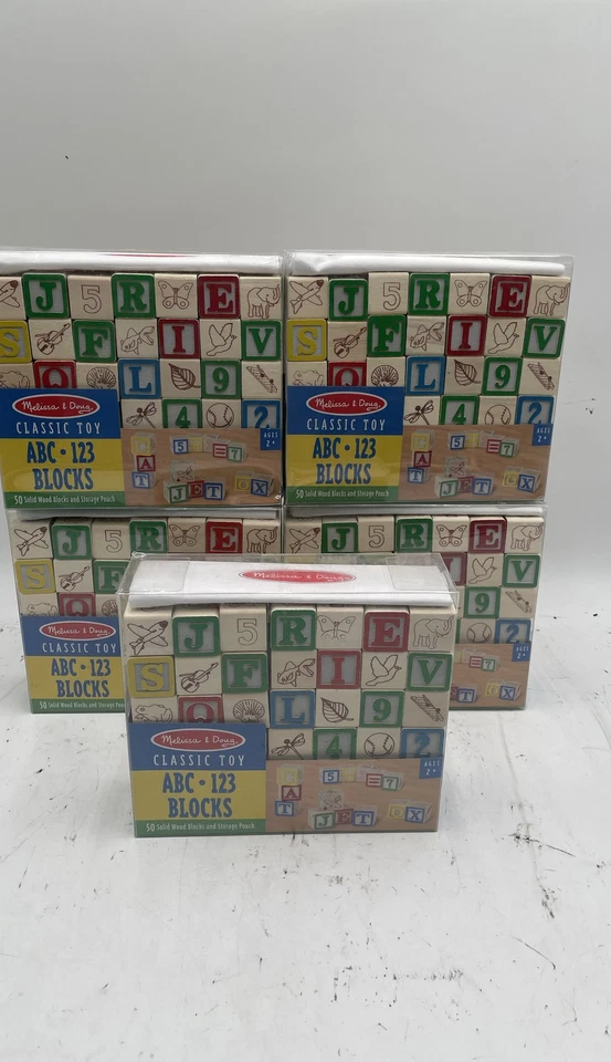 Lote de 5 conjuntos educativos de juguete clásico bloques de madera Melissa & Doug ABC 123 Foto 1 de 4