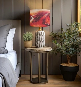 Lamp Shade Printed Abstract Red Mountains Back to Nature Theme Drum Shade 2pcs - Picture 1 of 9