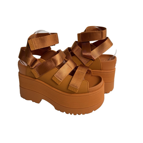 UGG GOLDENR SANDALI PLATEAU CON CINTURINO ALBICOCCA SCURA US 9 EU 40 UK 7