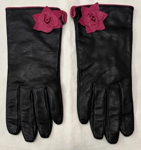 PRITZI SCHWARZE LEDERHANDSCHUHE Größe L 100% Kaschmir gefüttert - Bild 1 von 4