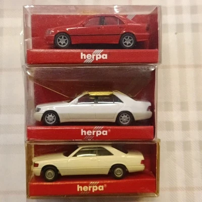 MERCEDES MB - lotto 3 mod. - 560 SEC + CKL Facelift + 600 SEL - 1/87 H0 - Herpa - Immagine 1 di 4