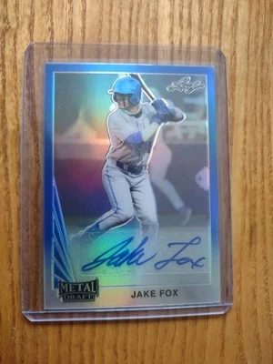 2021 Leaf Metal Draft Jake Fox BLUE AUTO CLEVELAND GUARDIANS 17/35 - Image 1 of 2
