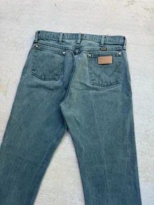 Wrangler Jeans Mens 34x34 Green 13MWZ Cowboy Cut Denim Pants Western Rodeo Work - Picture 1 of 13