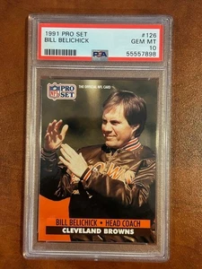 BILL BELICHICK BROWNS UNC TAR HEELS ROOKIE 1991 PRO SET 126 HOF CARD PSA 10 RARE - Picture 1 of 3