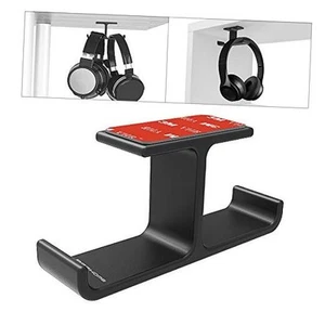 Headphone Hanger Stand Under Desk Hook Aluminum Stick-On Adhesive Dual - Picture 1 of 7