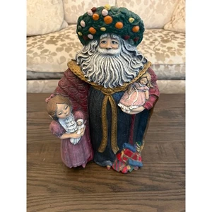 Vintage Renaissance Santa with Little Girl – Old World Santa Figurine - Picture 1 of 10