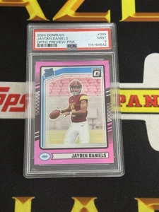 Panini Donruss Jayden Daniels Optic Preview Pink Prizm RC #389 2024 PSA 9 NP - Imagen 1 de 2