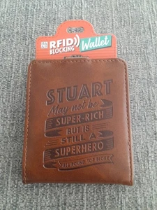 Cartera Stuart Pre-Personalizada Bloqueo RFID Marrón Todo Redondo Top Bloke - Imagen 1 de 5