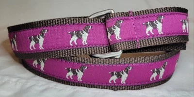 Mujer L.L. Cinturón Anillo Bean Springer Spaniel Rosa y Marrón Lona D Talla M/L Foto 1 de 4