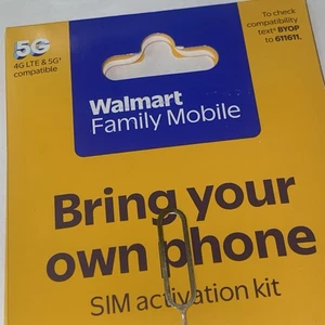 Bring Your Walmart Family Mobile Starter Kit Powered By Verizon 5G Nano Sim Card - Picture 1 of 4