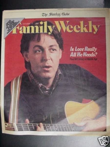 FAMILY WEEKLY, PAUL MCCARNEY - COVER - SUNDAY GLOBE 1984 - Bild 1 von 3