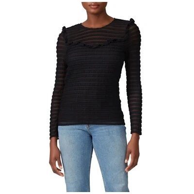 PARKER Carmen Black Top - Lined - Ruffle & Lace - Perfectly Warm in XS S or M - Image 1 of 4