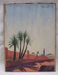French Orientalist Watercolor Moroco Guiraud Riviere Art Deco 1933 Marrakesh A - Picture 1 of 4