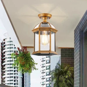 Outdoor Ceiling Lights Bronze Lamp Garden Yard Chandeliers Glass Pendant Lights - Picture 1 of 8