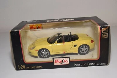 WW 1:24 MAISTO PORSCHE BOXSTER 1996 GIALLO COME NUOVO IN SCATOLA - Immagine 1 di 4