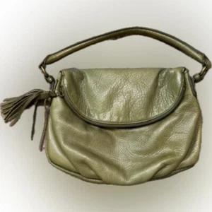 Margo of New York Olive Green Leather Tassel Crossbody Bag Shoulder Bag Purse - Picture 1 of 4