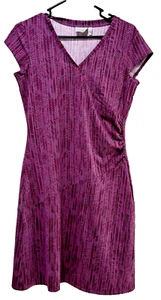 Athleta Nectar Faux Wrap Dress Womens Small Purple Ruched Short Sleeve - Picture 1 of 7