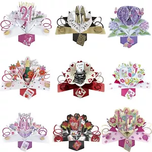 Happy Birthday 3D Pop Up Card For Her Female Girl Grand Daughter Niece Wife - Picture 1 of 74