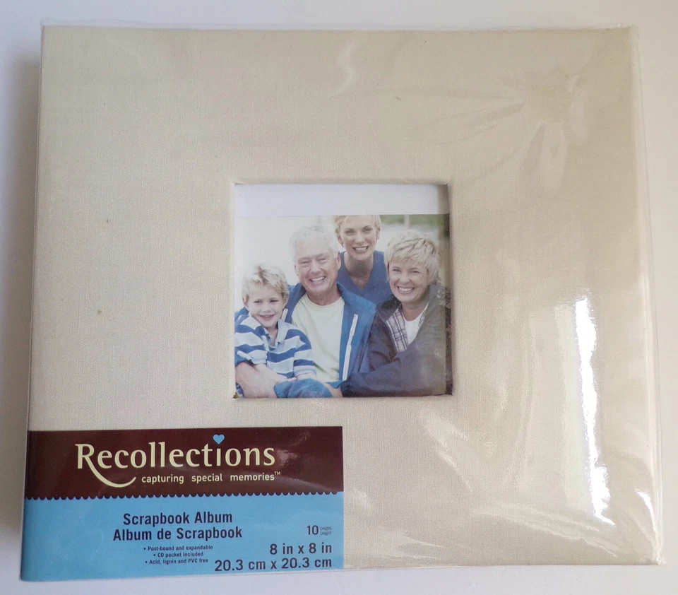 Álbum de recortes de tela beige por recuerdos ventana de fotos frontal 8"x8" Foto 1 de 3