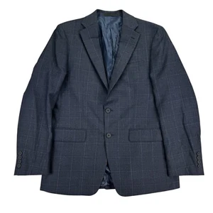 Calvin Klein Mens X Slim Fit Wool Blend Windowpane Suit Jacket Dark Navy 42R - Picture 1 of 4