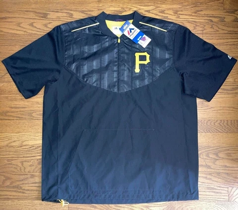 Majestic Pittsburgh Pirates 1/4 Zip Short Sleeve Pullover Mens XL Cool Base Cover