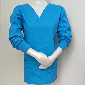 UA Scrubs Butter-Soft Turquoise V Neck Scrub Top Womens Size Small - Picture 1 of 3
