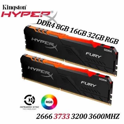Kingston Fury Beast DDR4 RGB RAM 8GB 16GB 32GB 2666-3733MHz Gaming Speicher Lot - Bild 1 von 4