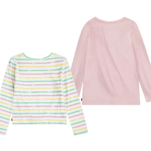 Paquete de 2 camisetas Levis Girls Mangas Largas a Rayas y Color Rosa NUEVO Bolso Sellado - Imagen 1 de 8