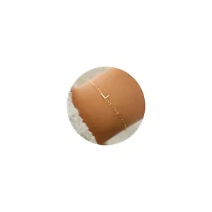 Gold Bracelets for Teen Girls Gifts - Dainty Gold Initial Bracelets 16K Gold Pla - Picture 1 of 7