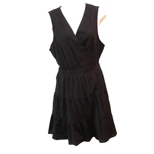 Nine West Womens Large Black Sleeveless Tiered V Neck Wrap Dress Size L - Picture 1 of 10