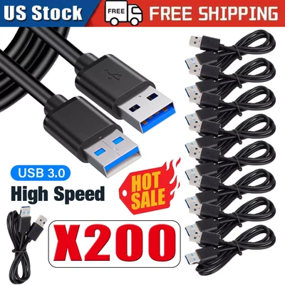 USB 3.0 A Male to A Cable Lot Data Transfer Super Speed Power Charger Metal 3FT - Image 1 of 4