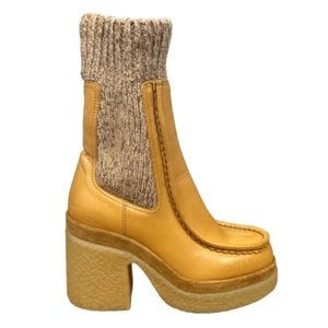 ONE Amputee Right Shoe CHLOE Jamie 105mm Rib-Knit Chelsea Boot Size 37 Leather - Picture 1 of 8