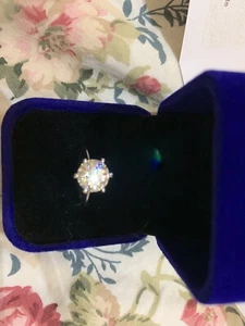 2 CT Taglio Rotondo Moissanite Fidanzamento Solitario Anello Placcato Platino - Foto 1 di 12