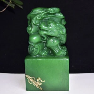 6.4" old China antique Fine carving Shoushan Stone Lvtian Huangshi seal - Picture 1 of 8