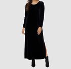 $170 Natori Women's Black Velvet Jewel Neck Long Sleeve Nightgown Size M