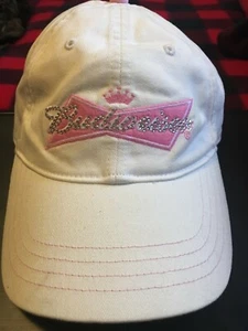 Ladies White Budweiser Bling Ballcap-Adjustable - Picture 1 of 2