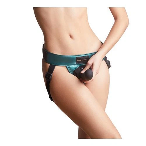 Arnés de cuero sintético Strap-On-Me Curious verde metálico Foto 1 de 1