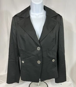 Talbots Women's Rain Jacket Blazer Size 10 Black Button Up Lined - Picture 1 of 4
