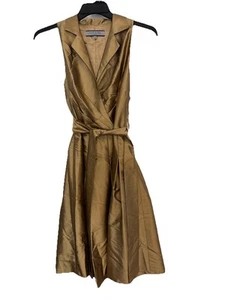 anne klein silk gold cocktail dress Sz 10 Tagged Retail $190 - Picture 1 of 13